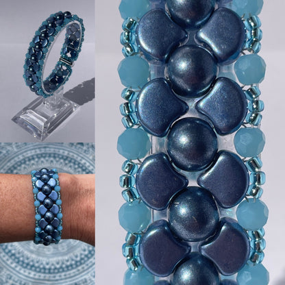 Three images of bracelet at different angles and zooms