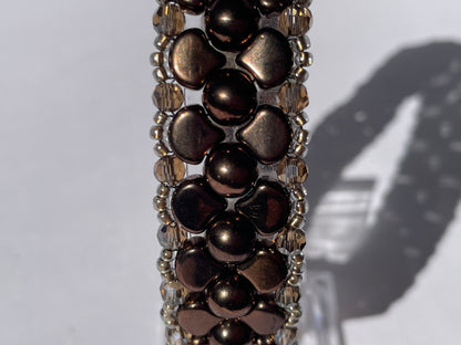 Czech Bead and Crystal Bracelet (Dark Bronze)