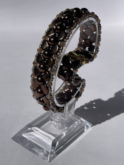 Czech Bead and Crystal Bracelet (Dark Bronze)