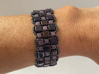 Close up image of bracelet showing how it looks worn on wrist