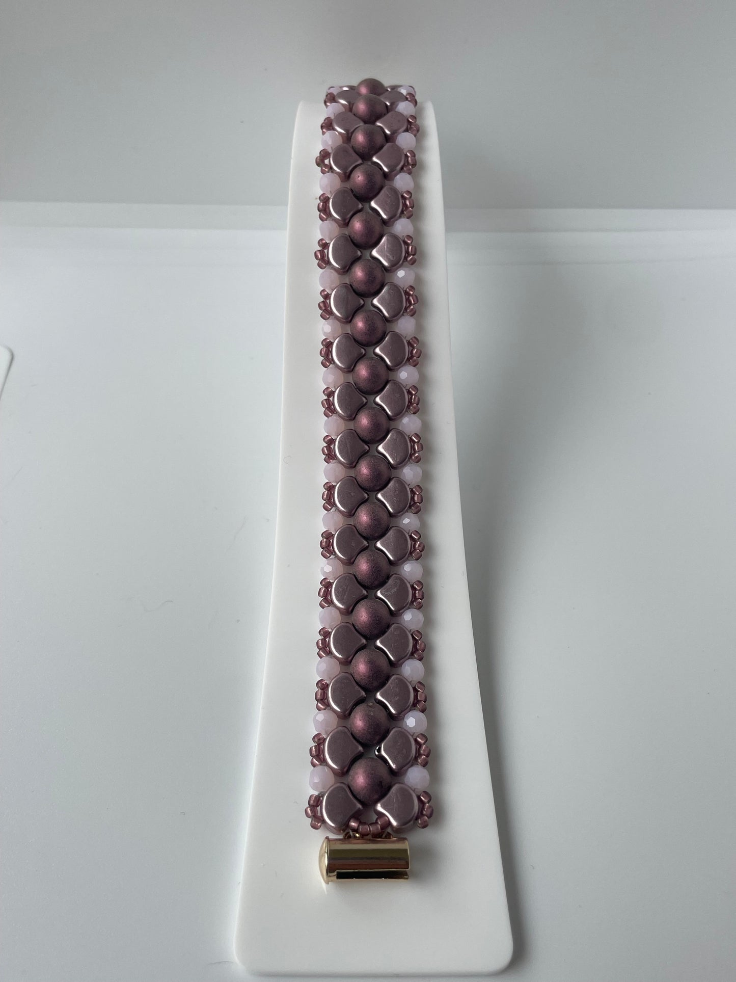 Czech Bead and Crystal Bracelet (Bronze Pink)