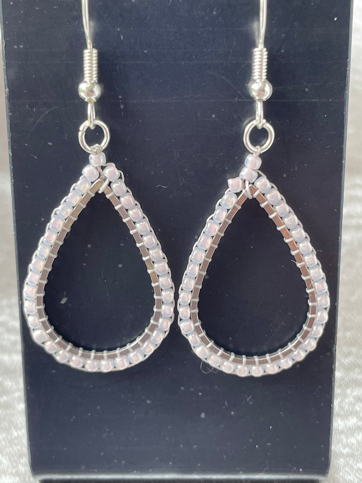 Teardrop Beaded Earrings (Light Pink)